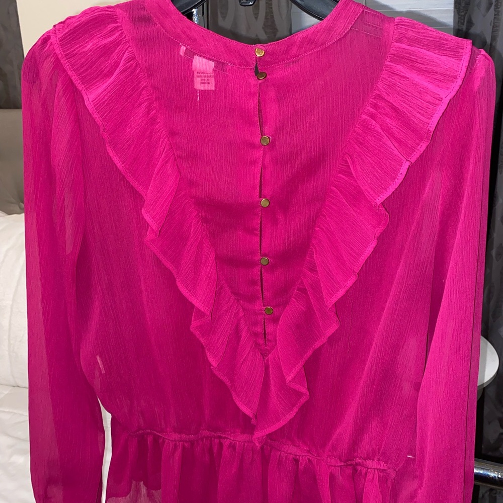Hot pink button blouse